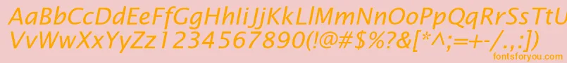 フォントLucidasansstdItalic – オレンジの文字がピンクの背景にあります。