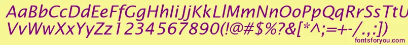 LucidasansstdItalic Font – Purple Fonts on Yellow Background