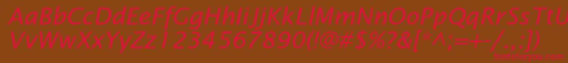 LucidasansstdItalic-Schriftart – Rote Schriften auf braunem Hintergrund