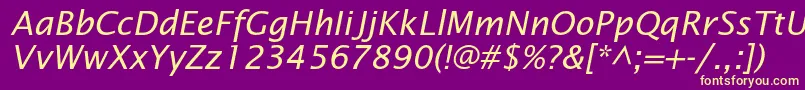 LucidasansstdItalic Font – Yellow Fonts on Purple Background