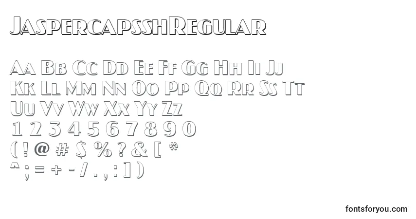 A fonte JaspercapsshRegular – alfabeto, números, caracteres especiais
