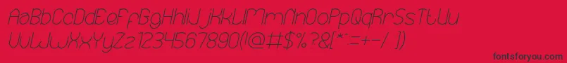 Fonte EssentialArrangementItalic – fontes pretas em um fundo vermelho