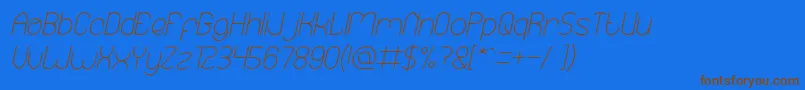 Fonte EssentialArrangementItalic – fontes marrons em um fundo azul