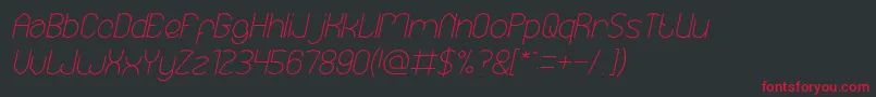 フォントEssentialArrangementItalic – 黒い背景に赤い文字