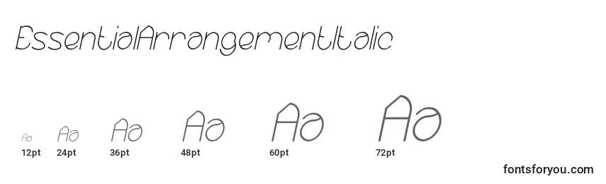 Размеры шрифта EssentialArrangementItalic