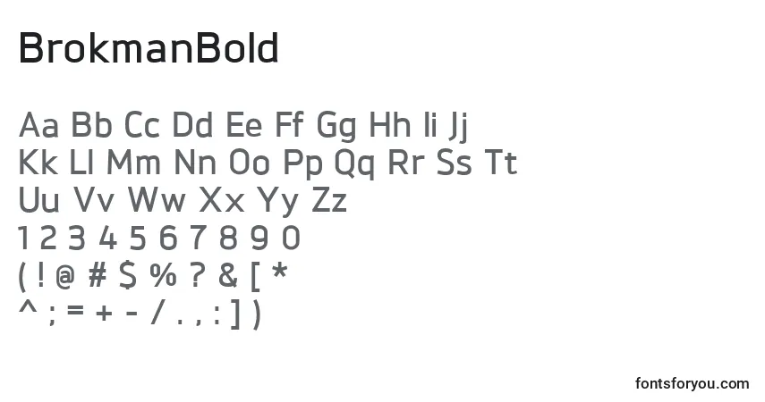 A fonte BrokmanBold – alfabeto, números, caracteres especiais