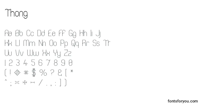 Schriftart Thong – Alphabet, Zahlen, spezielle Symbole