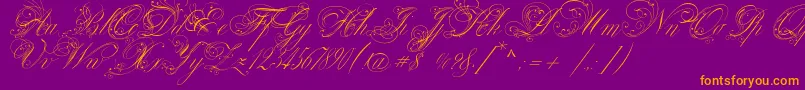 VenskiSadTwoMedium-Schriftart – Orangefarbene Schriften auf violettem Hintergrund