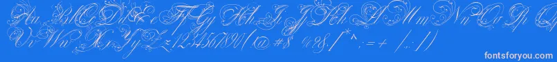 VenskiSadTwoMedium-Schriftart – Rosa Schriften auf blauem Hintergrund