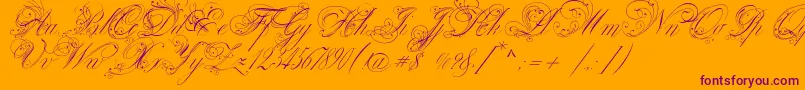 VenskiSadTwoMedium-Schriftart – Violette Schriften auf orangefarbenem Hintergrund