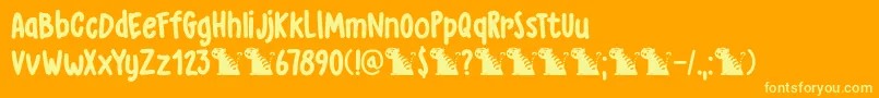Weitere Informationen zur DkGrumpyTiger-Schriftart DkGrumpyTiger-Schriftart – Gelbe Schriften auf orangefarbenem Hintergrund