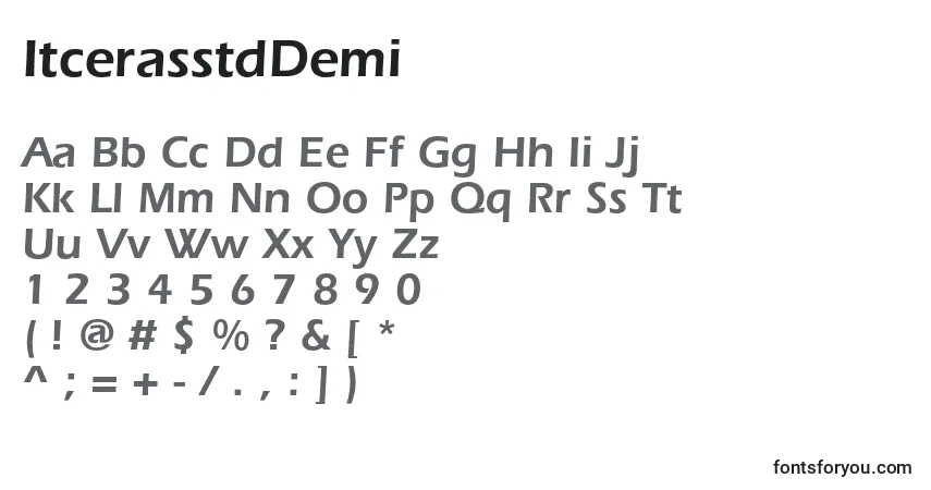 Czcionka ItcerasstdDemi – alfabet, cyfry, specjalne znaki