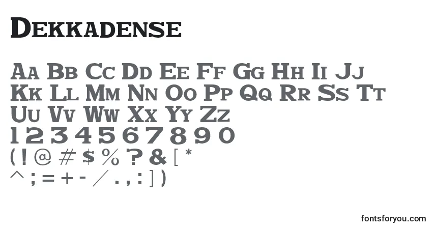 Fuente Dekkadense - alfabeto, números, caracteres especiales