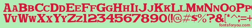 フォントDekkadense – 赤い文字の緑の背景