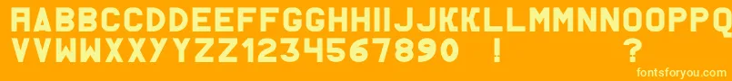 AcThermesSolid-Schriftart – Gelbe Schriften auf orangefarbenem Hintergrund