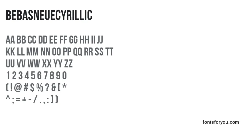 Czcionka BebasNeueCyrillic – alfabet, cyfry, specjalne znaki