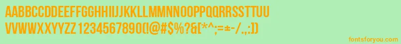 フォントBebasNeueCyrillic – オレンジの文字が緑の背景にあります。