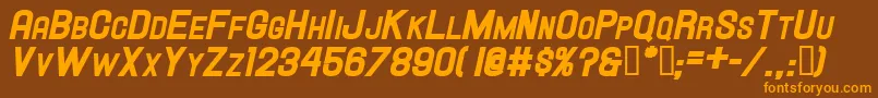 Hallandalescheavyit.-Schriftart – Orangefarbene Schriften auf braunem Hintergrund