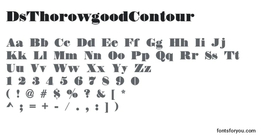 Czcionka DsThorowgoodContour (14999) – alfabet, cyfry, specjalne znaki