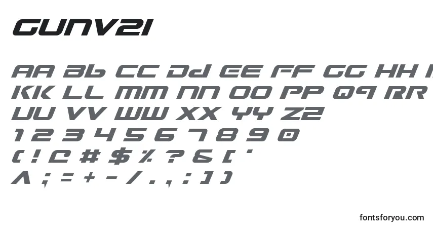 characters of gunv2i font, letter of gunv2i font, alphabet of  gunv2i font