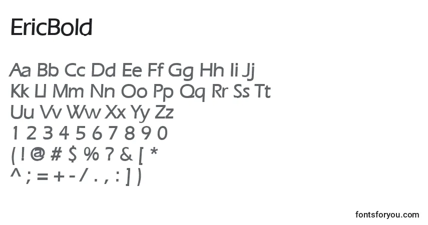 characters of ericbold font, letter of ericbold font, alphabet of  ericbold font