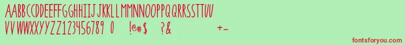 フォントSuperrawRegular – 赤い文字の緑の背景