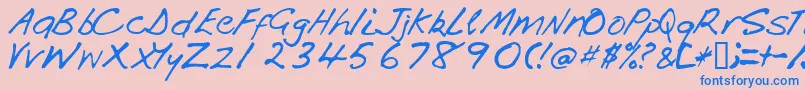 フォントHandi – ピンクの背景に青い文字