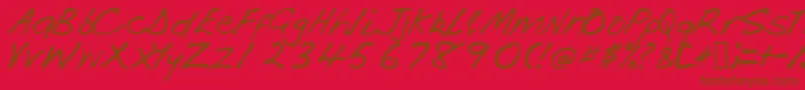 Handi Font – Brown Fonts on Red Background