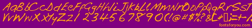 Handi-Schriftart – Orangefarbene Schriften auf violettem Hintergrund