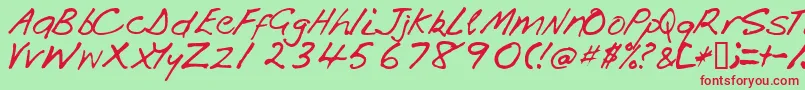 Handi Font – Red Fonts on Green Background