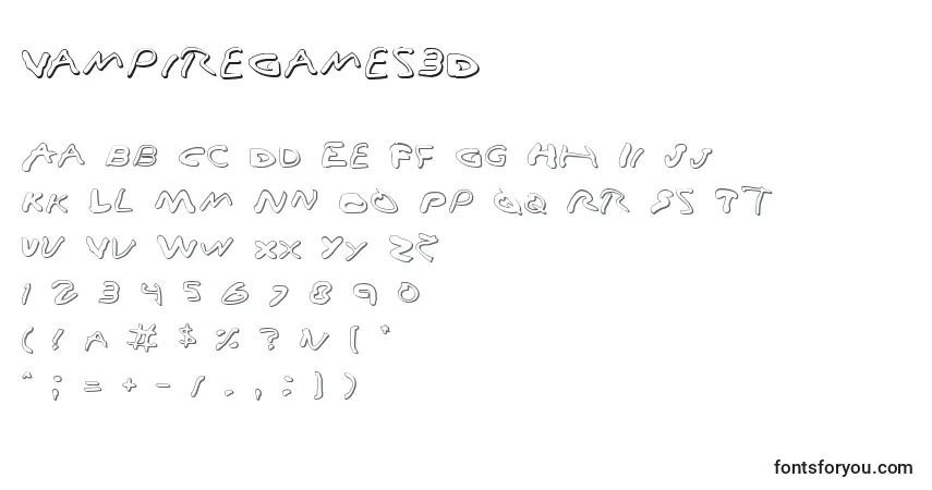A fonte VampireGames3D – alfabeto, números, caracteres especiais