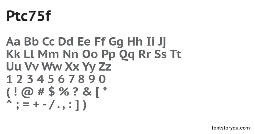 Schriftart Ptc75f – Alphabet, Zahlen, spezielle Symbole