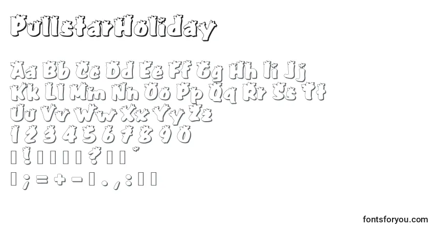 A fonte PullstarHoliday – alfabeto, números, caracteres especiais