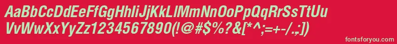 HelioscondcBolditalic Font – Green Fonts on Red Background