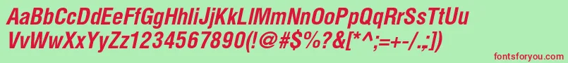 HelioscondcBolditalic Font – Red Fonts on Green Background