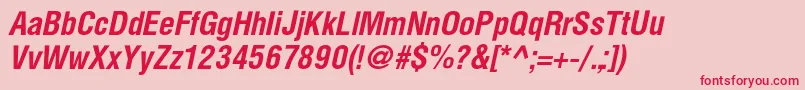 HelioscondcBolditalic Font – Red Fonts on Pink Background