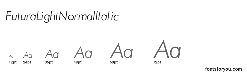 Размеры шрифта FuturaLightNormalItalic