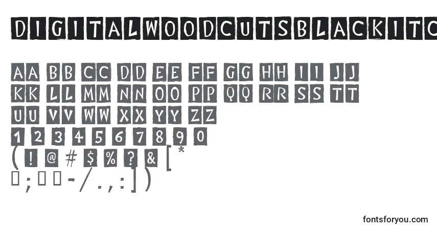 Czcionka DigitalWoodcutsBlackItcTt – alfabet, cyfry, specjalne znaki
