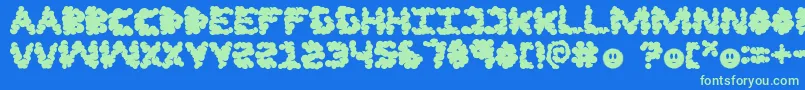 LfJazzcloud Font – Green Fonts on Blue Background