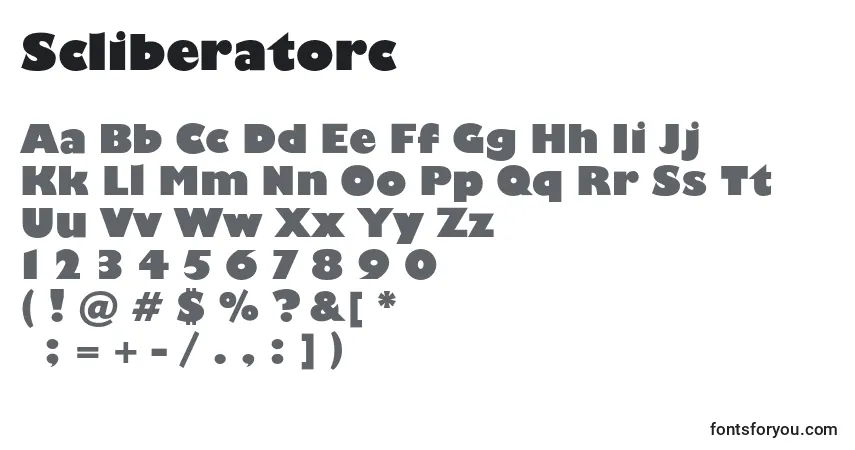 Czcionka Scliberatorc – alfabet, cyfry, specjalne znaki