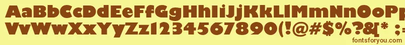 Fonte Scliberatorc – fontes marrons em um fundo amarelo