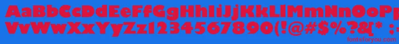 Scliberatorc-Schriftart – Rote Schriften auf blauem Hintergrund