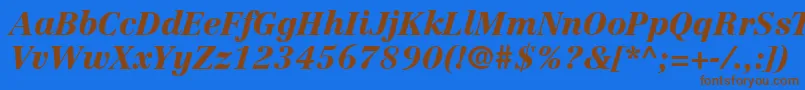 フォントLinotypeCentennialLt96BlackItalic – 茶色の文字が青い背景にあります。