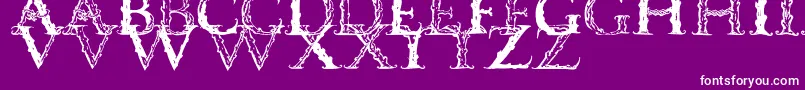Vespasiancaps-fontti – valkoiset fontit violetilla taustalla