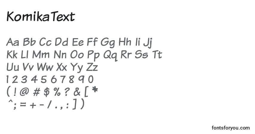 Czcionka KomikaText – alfabet, cyfry, specjalne znaki