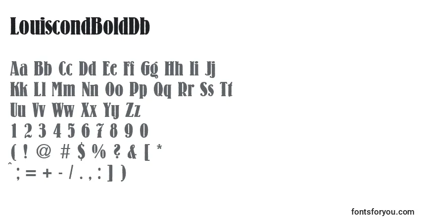 Czcionka LouiscondBoldDb – alfabet, cyfry, specjalne znaki