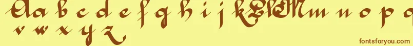 フォントMcleonaBold – 茶色の文字が黄色の背景にあります。