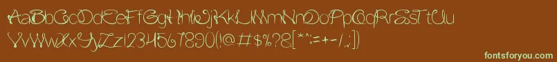 FlowerInTheWindow-fontti – vihreät fontit ruskealla taustalla