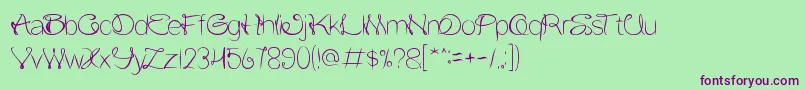 FlowerInTheWindow Font – Purple Fonts on Green Background