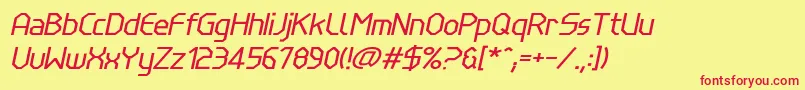 LinewireItalic-fontti – punaiset fontit keltaisella taustalla